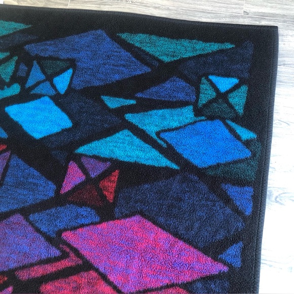 Biederlack Geometric Patterned in Black and Blue blanket - Picture 6 of 10